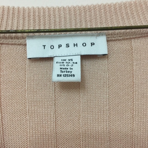 TOPSHOP Oversized V Neck Light Pink Sweater - Picture 4 of 4